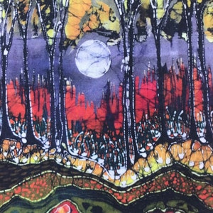 Moonlight over Spring - fabric from original batik -  Custom printed art fabric