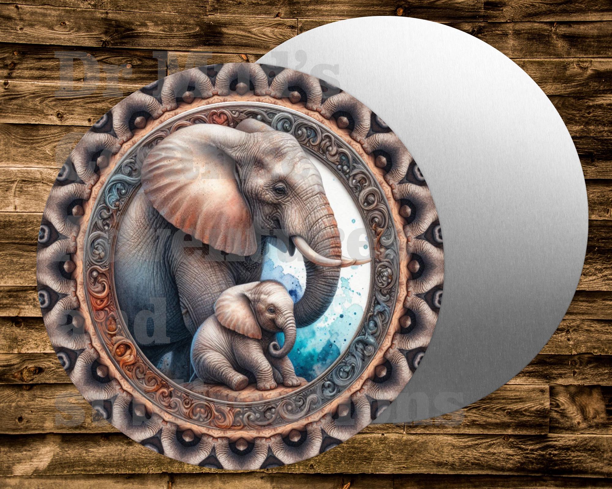 Cute ELEPHANTS Metal Sign for Wreaths Crafts & miniatures Projects