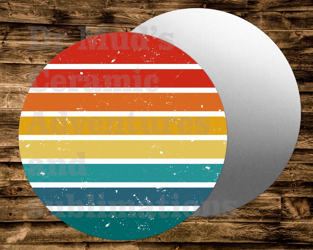 RETRO SUNSET Round Metal Sign for Wreaths Crafts & Miniatures Projects ...