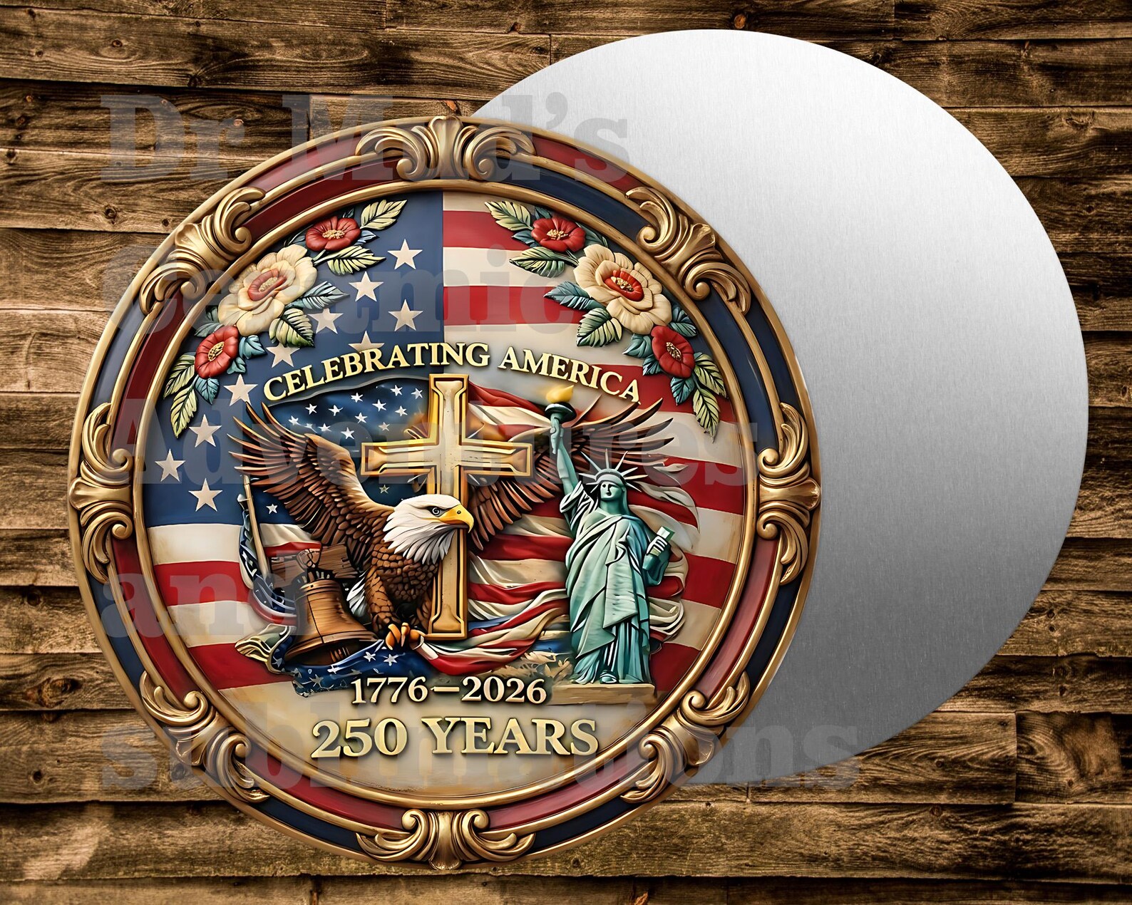 250th USA America Anniversary Round Metal Sign for Many Uses Including ...