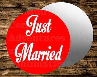 Metal Round Sign JUST MARRIED Very Bad to Steal  Wreaths Crafts & miniatures Projects