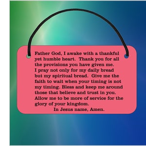 Daily Prayer Wake Up Religious  4&quot; x 7&quot;  metal sign