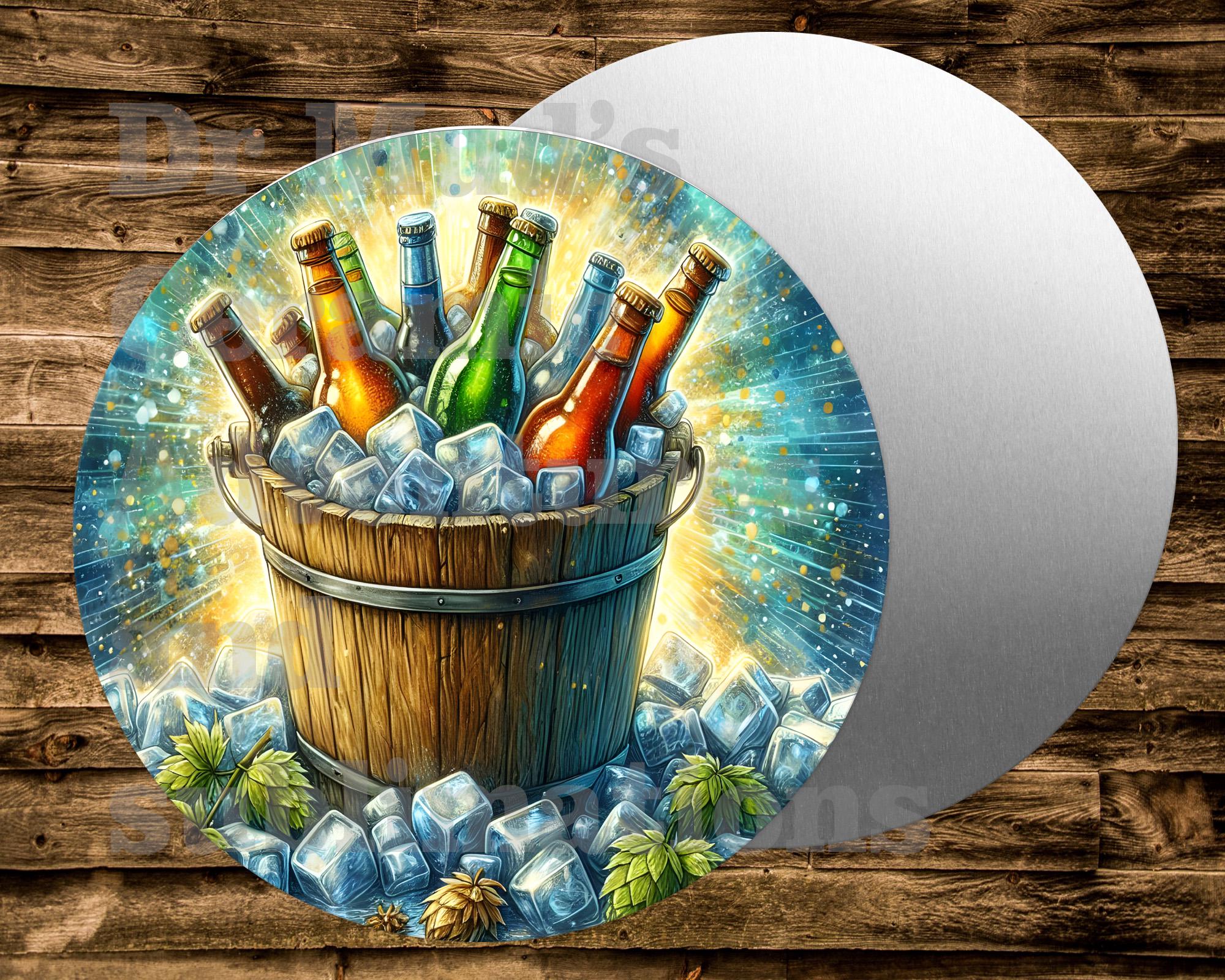 BUCKET BEERS Round Metal Sign Many Uses Including Wreaths, Miniatures ...