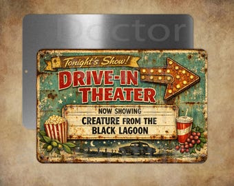 Drive in Movie Theater home style  8 x 12" metal sign