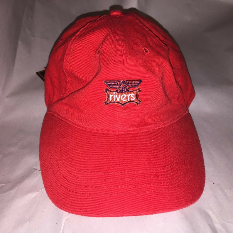 Excellent Vintage with Tags RIVERS Brand baseball cap hat Red color adjustable 7a