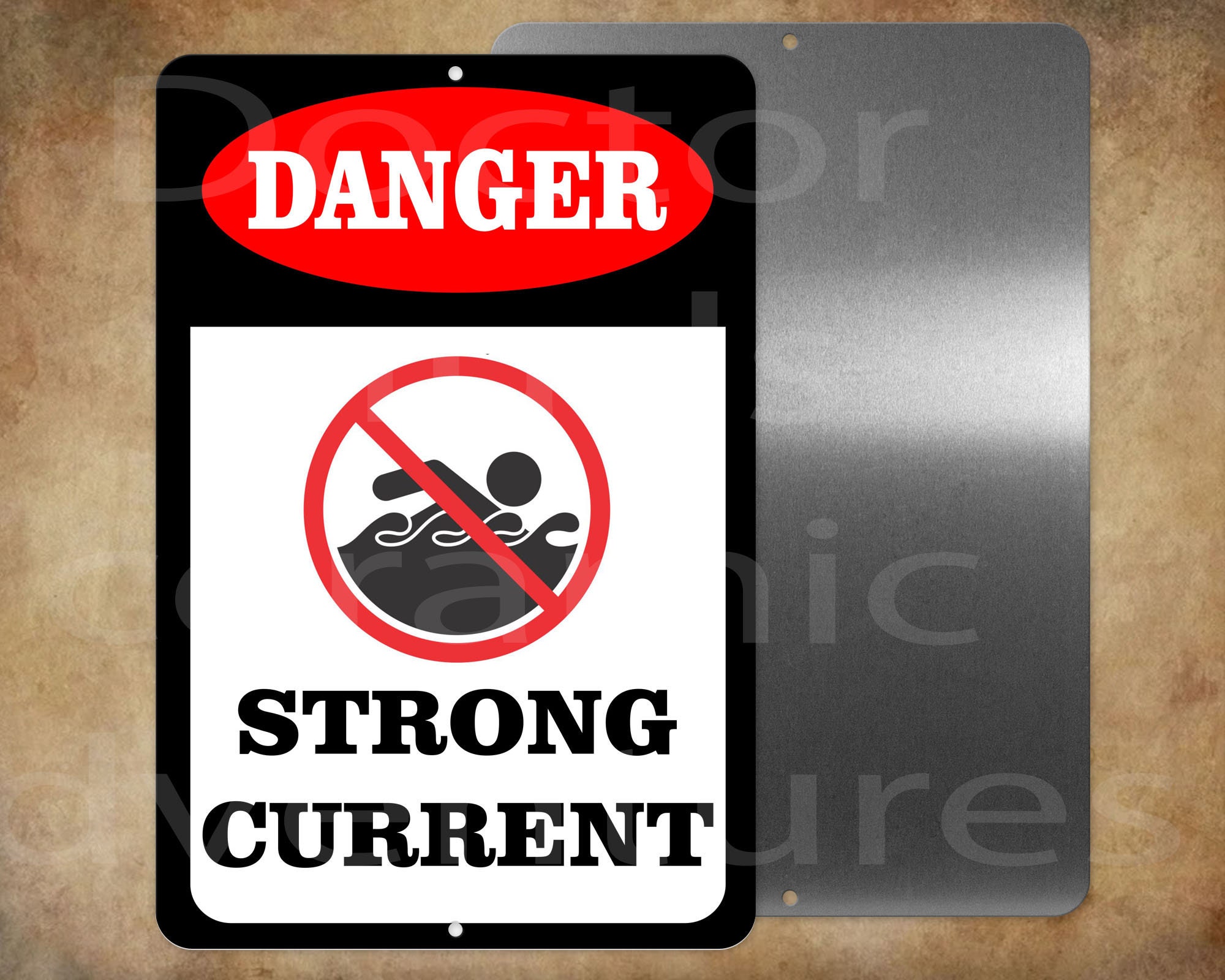 DANGER Strong Current Ocean Beach River warning   8 x 12" metal sign Made in USA