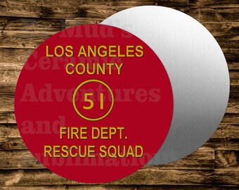 Squad 51 Firefighter Round metal  Wreaths Crafts & miniatures Projects select your size