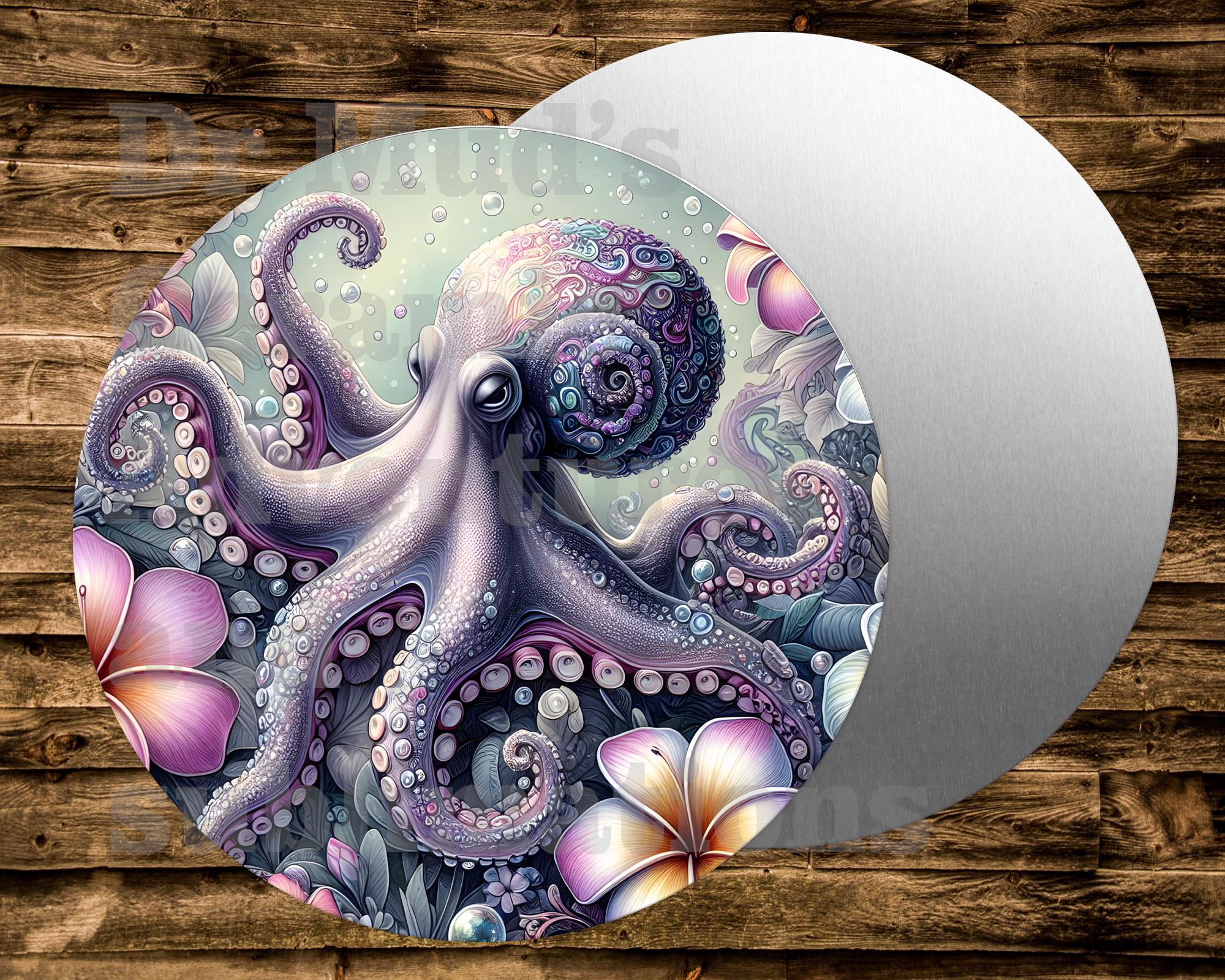 FLORAL OCTOPUS Round Metal Sign Many Uses Including Wreaths, Miniatures ...