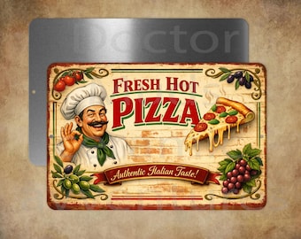 Italian Fresh Hot Pizza   8 x 12" metal sign parlor