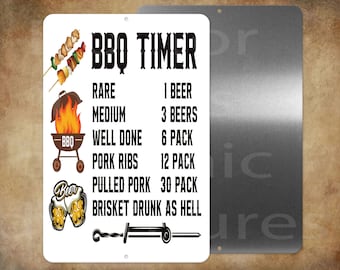 BBQ TIMER   8 x 12" metal sign Made in USA