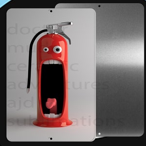 Firefighter Screaming    Fire Extinguisher   8&quot; x 12&quot;  metal sign