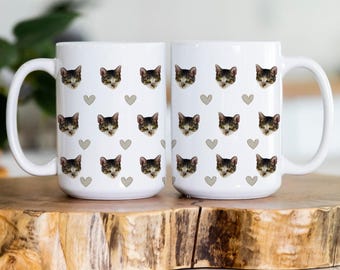 Personalized Cat Portrait Mug, Custom Pet Photo Cup, Cat Lover Gift