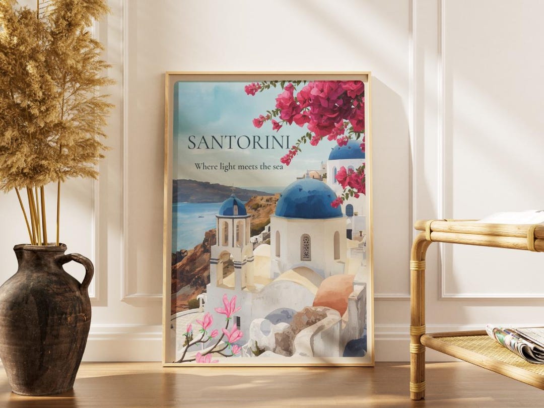 Santorini Travel Print, Greece Poster, Santorini Trip Poster, Summer ...