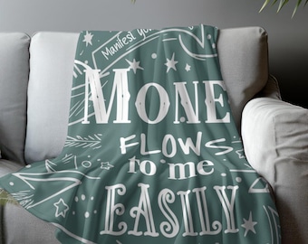 Positive Affirmation Green Blanket | Success | Money Affirmation | Morning Motivation | Daily Meditation | Self-Empowerment | Healing Throw