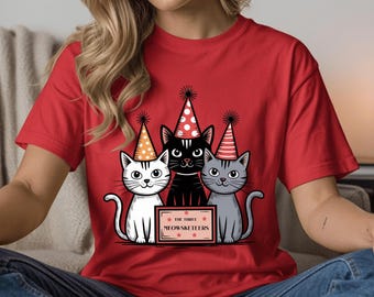 Camiseta de fiesta con diseño de gato, de algodón, ideal como regalo de cumpleaños para amantes de los gatos, divertida, ideal como regalo.