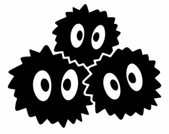 Naklejka winylowa wycinana z motywem Totoro i mojego sąsiada Soot Sprites z filmu Studio Ghibli
