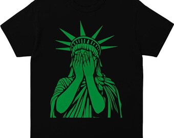 Embarrassed Lady Liberty - Funny Political Unisex T Shirt Tee