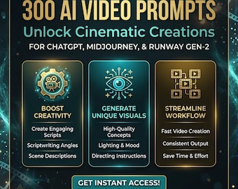 300 AI Video Prompts Bundle | Cinematic Animal Luxury | Text to Video | Digital Download | AI Content Creator Tool