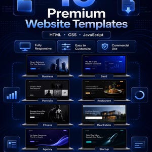 10 Responsive HTML Website Templates | Modern CSS JavaScript (Digital Download)