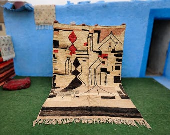 Handmade Moroccan Berber Wool Rug – Custom Abstract Boho Carpet