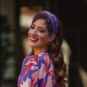 Elegant Purple Feather Headpiece: Handcrafted Accessory for Weddings, Events & Exclusive Celebrations
