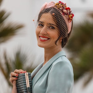 Romantischer konservierter Blumen Haarreif mit Schleier: Handgefertigter Braut Haarschmuck für Hochzeiten & besondere Anlässe