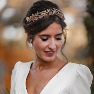 Elegant Gold Bridal Tiara with Diamonds | Handmade Hair Accessory for Weddings