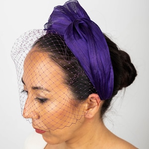 Elegant Velvet Sinamay Wrap Headband: Handmade Fascinator for Formal Events & Weddings