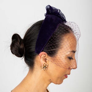 Elegant Velvet Sinamay Wrap Headband: Handmade Fascinator for Formal Events & Weddings