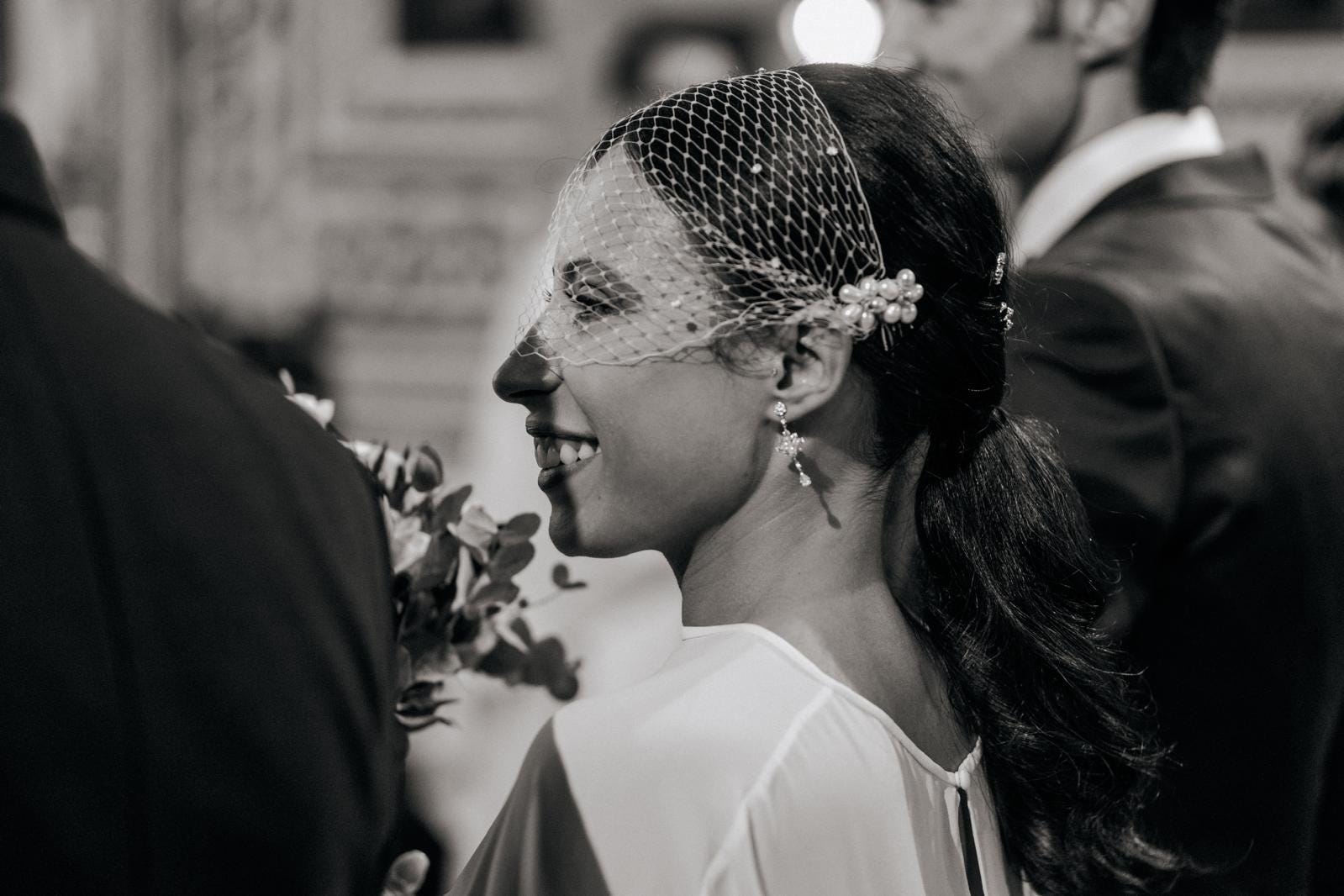 Elegant Bridal Veil With Handcrafted Floral Accents, Pearls \u0026 Rhinestones -  Romantic Wedding Headpiece - Etsy, image size:1599x1066