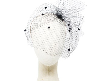 Headband with veil for wedding. Head wrap headbands. Headband with net. Headband for wedding guest. Elegant wedding accessory.