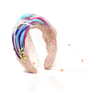Luxurious Embellished Headband with Veil for Wedding Guest - Elegant Fascinator