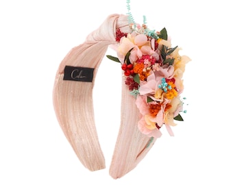 Geknotetes Stirnband für Frauen. Hochzeit Blumen Haarband. Knoten Haarband für die Hochzeit. Edles Hochzeitsaccessoire. Verziertes Stirnband.