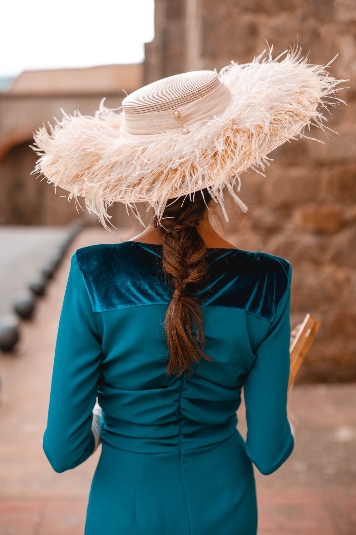 Feather cream ivory fascinator. Wedding guest hat. Kentucky Beige