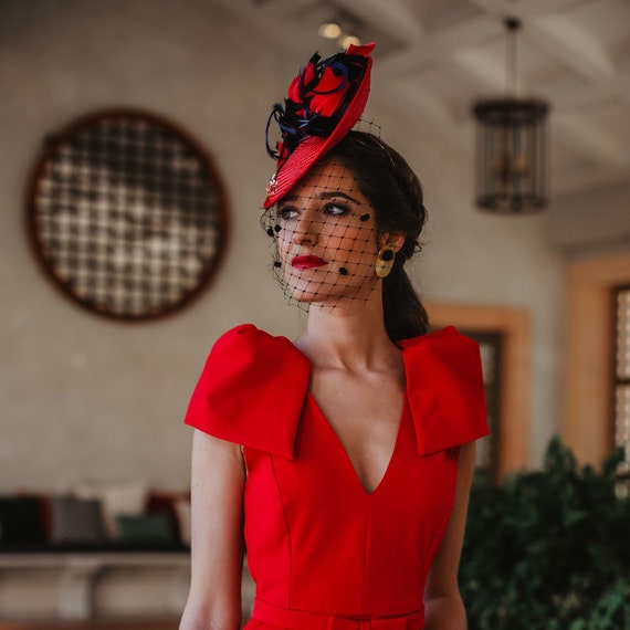 open lace back dress Generic Fascinators Hats for Women Winter Flower Church Derby Tea Party Hat  Ladies Pillbox Dress Hats Sunday Party Outfits Fascinator Hat for Women  Fashionable Red One Size at Amazon Women's Clothing store