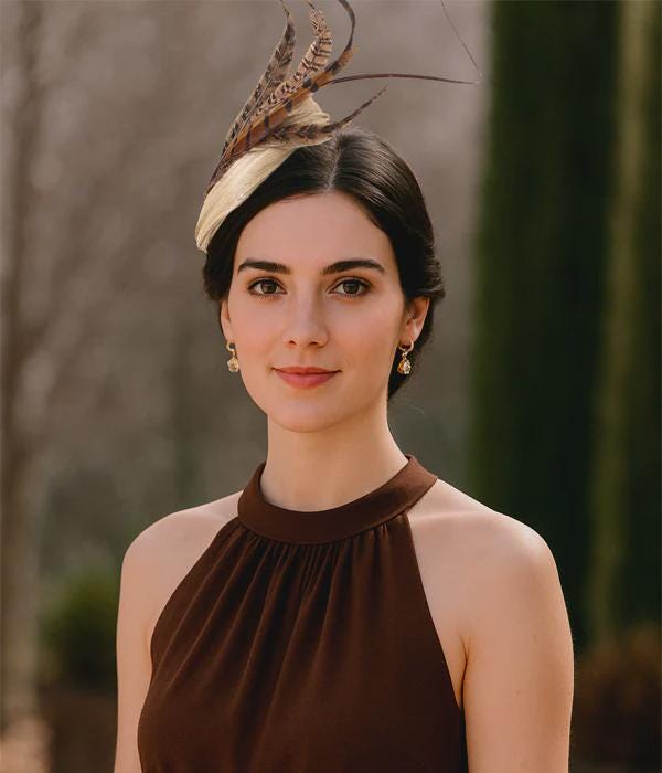 Brown Cream Fascinator - Etsy display picture 2