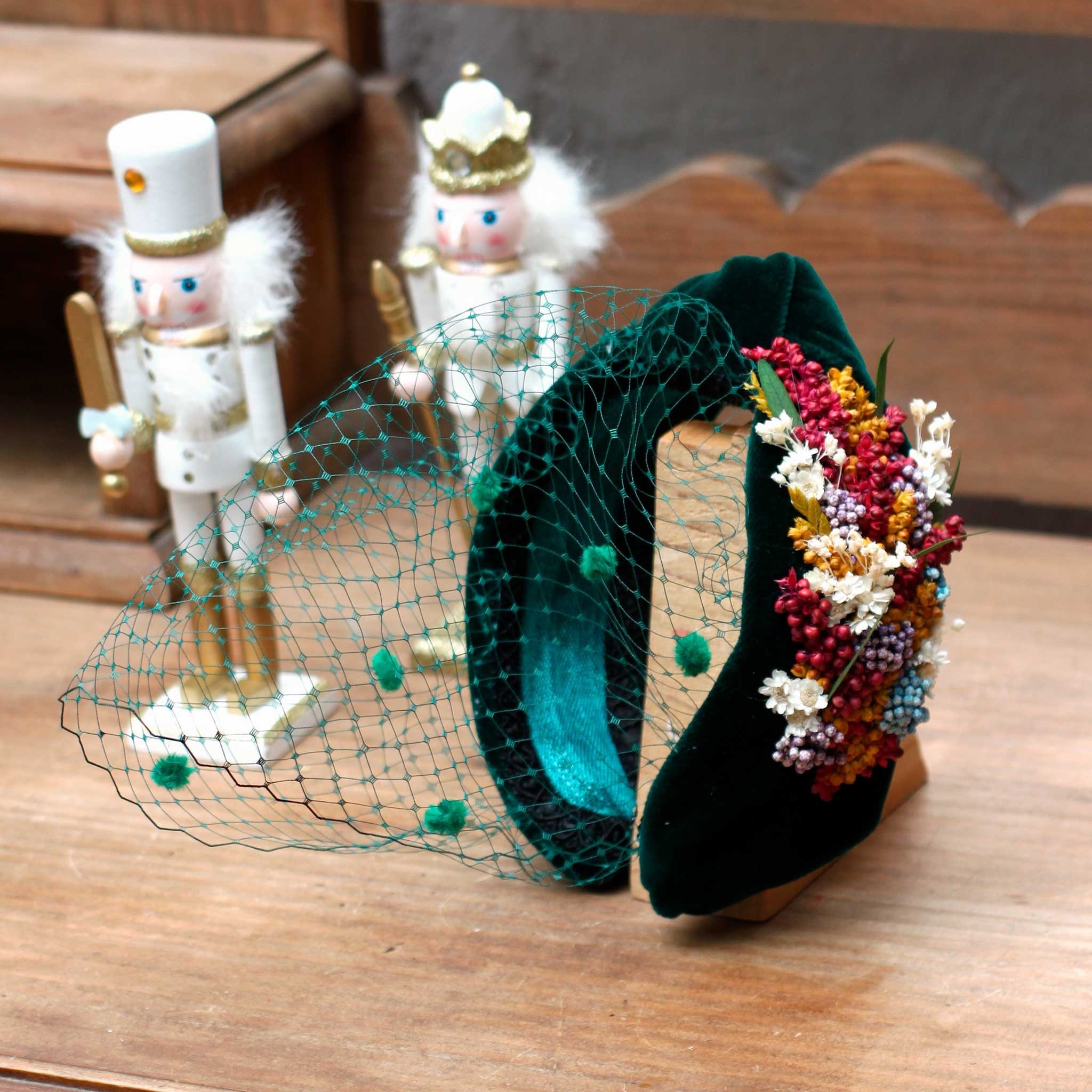 SALE✨Sister Jane velvet headband with beaded flowers Elegant Velvet Headband With Knotted Flowers for Special  main image 4
