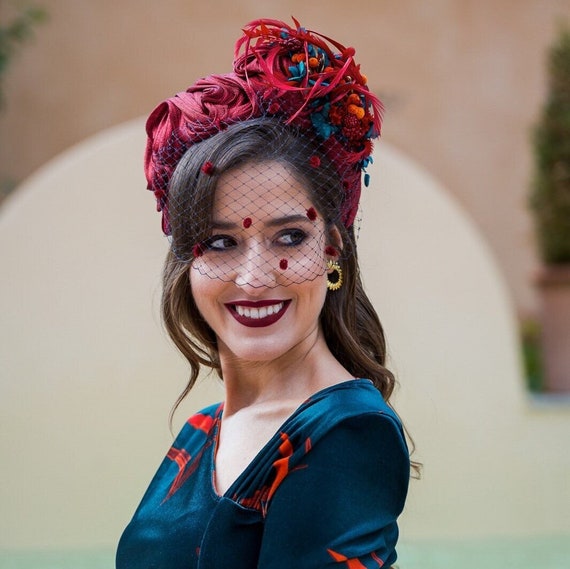 Elegant Red Headwrap with Floral Detail elegant floral print turban hat soft polyester - Temu main image 4
