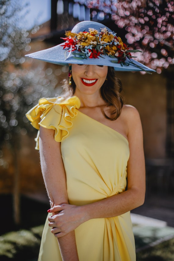 Pamela para bodas en tono azul con flores naturales | Etsy México