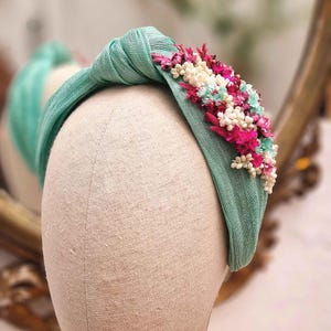 Elegant Pink Floral Knot Headband for Wedding, Bridesmaid, Guest Accessory