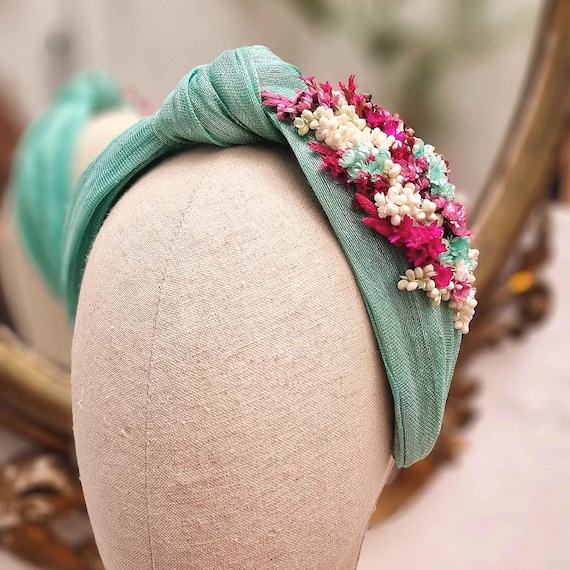 Elegant Aqua Green Floral Fascinator Headband for Weddings  display picture 3