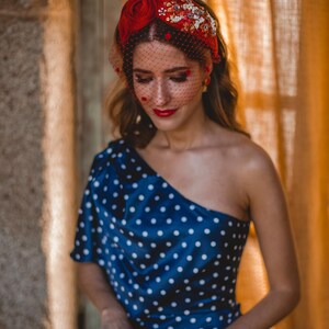 Ruched Wedding Guest Headband, Floral Sinamay Fascinator, Handmade Formal Headpiece image 2