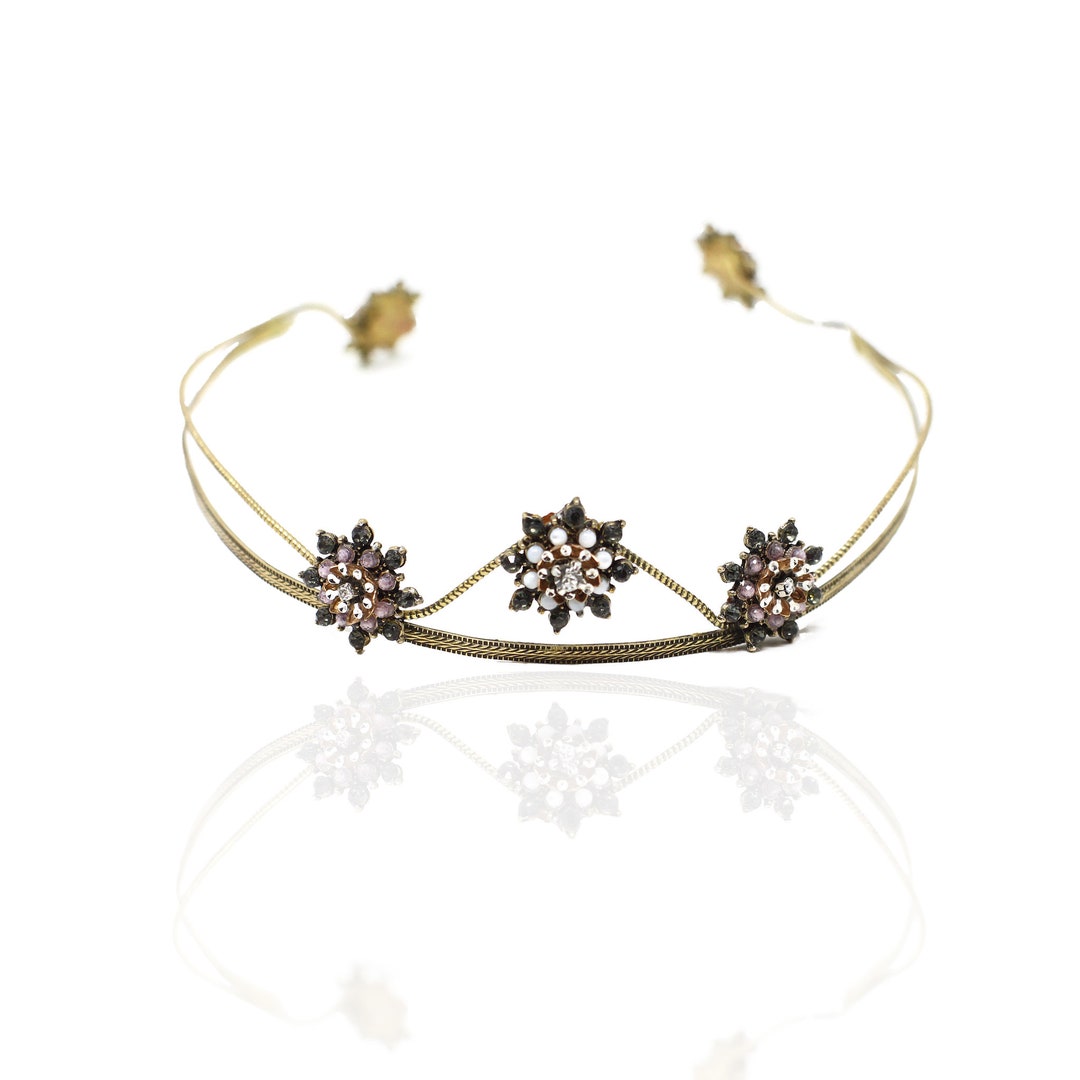 Gold Bridal Crown Tiara. Bridal Hair Crown. Handmade Wedding Headpiece