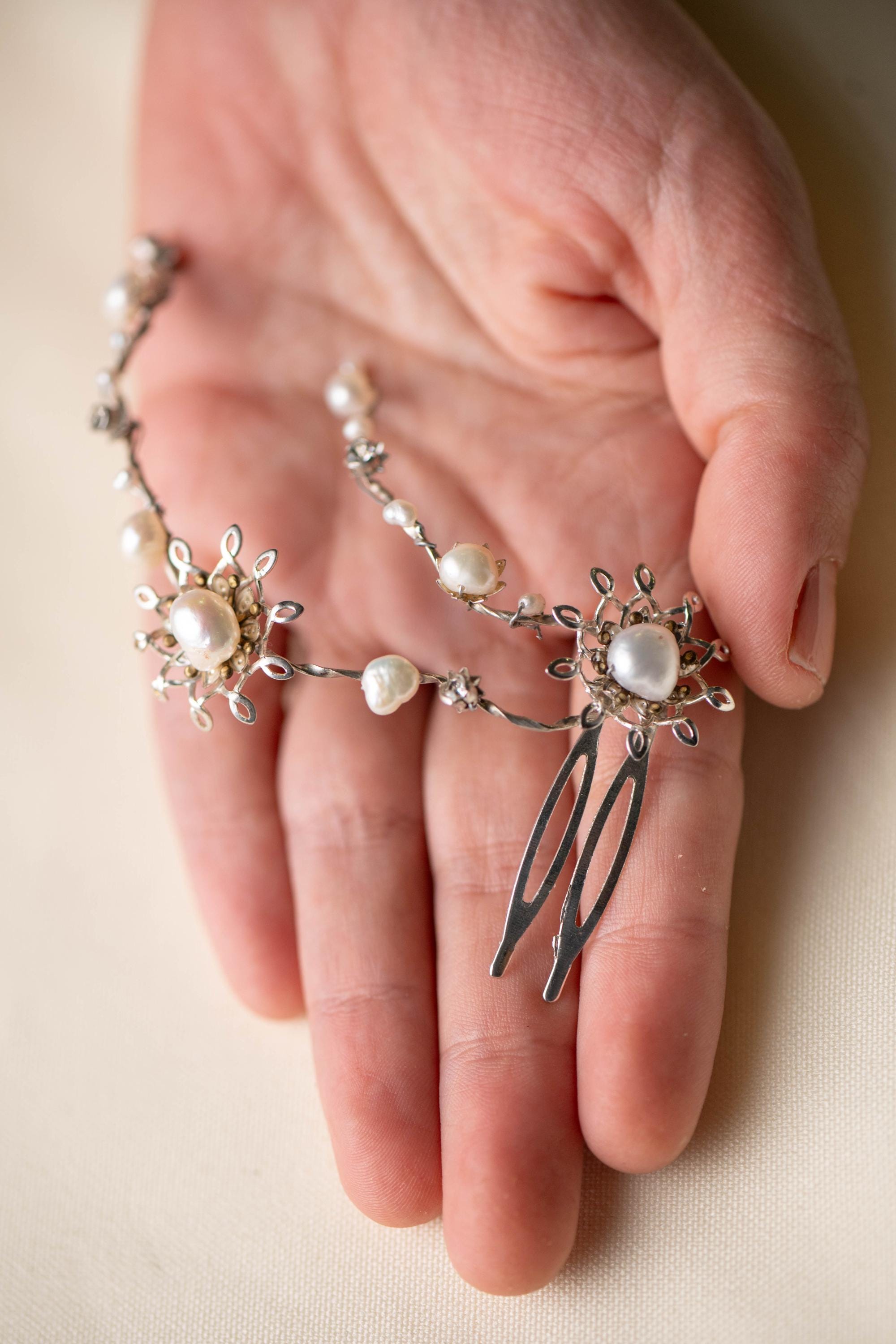 Pearl Branch Silver Hair Comb - Elegant Bridal Hair Accessory pearl-branch-wedding-hair-comb  main image 3