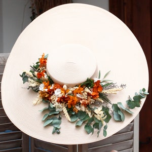 Elegant Wide Brim Hat With Natural Floral Accents Ideal for Weddings ...