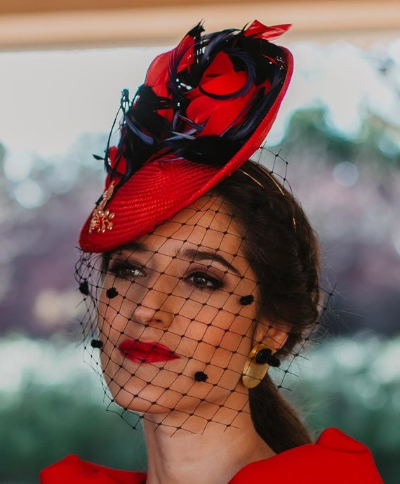 Disc Fascinator Hat Decorated by Hand 
