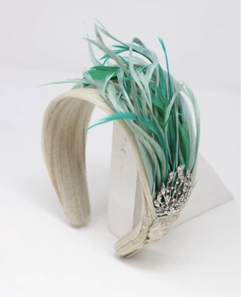 Feather Jewel Headband. Ladies Fascinator Wedding Headpiece. Etsy