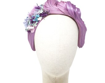 Blumen-Haarband Lila Mit Perlen | Rutschfester Haarreifen Für Damen & Mädchen | Für Frühling, Sommer, Party