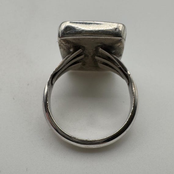Sterling silver rectangle Turquoise ring, size 6.… - image 2