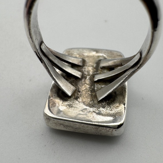 Sterling silver rectangle Turquoise ring, size 6.… - image 10